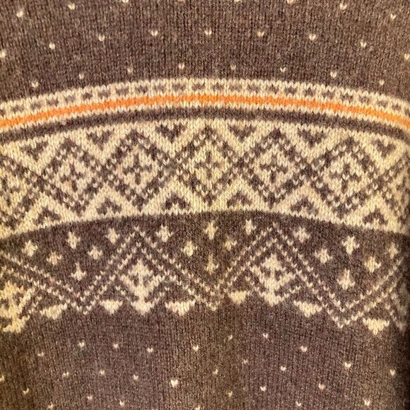 Mens Izod Jeans Fair Isle Lambswool Sweater Brown Tan  XL Washable Lambswool - Picture 6 of 7